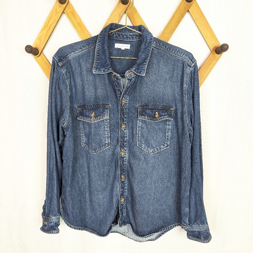 Good American Denim Jeans Dark Wash Button Up Shirt - Size 2